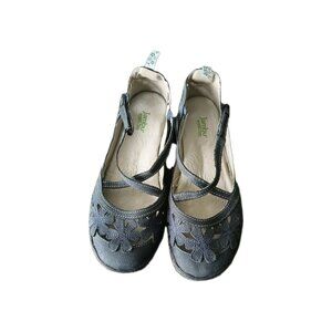 Jambu Womens 9 Blue Blossom Encore Mary Jane Shoes Floral Laser Cut Cottagecore